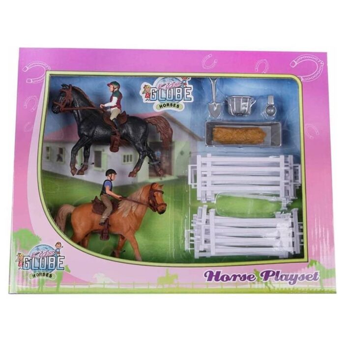 Kids Globe Horse Set with 2 Riders & Accessori