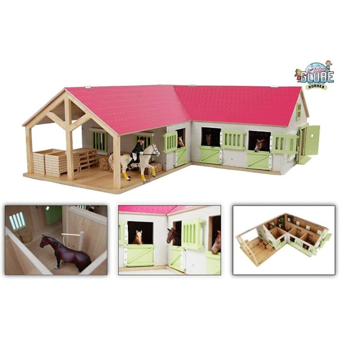Kids Globe Pink Horse Stable with Storage Boxes &a