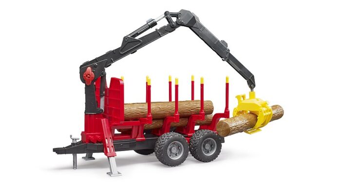 BRUDER Forestry trailer with loading crane and gra