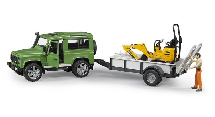 BRUDER Land Rover Defender with trailer, JCB excav - Image 2