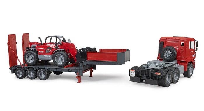 BRUDER MAN TGA truck with low loader trailer and M - Image 2