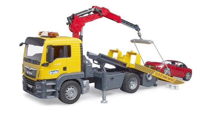 BRUDER MAN TGS tow truck with roadster - Image 2