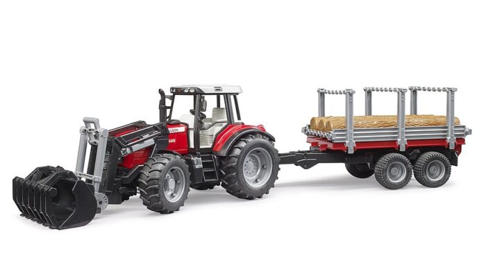 BRUDER Massey Ferguson + Frontloader and timber tr - Image 2