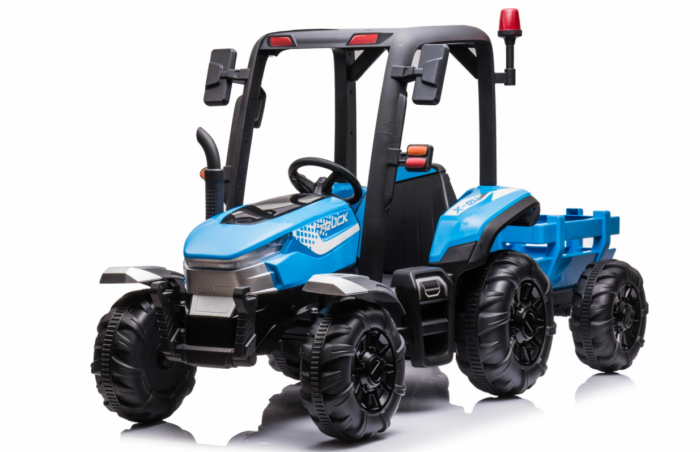 Kids Blue Ride On Tractor 24v With Trailer