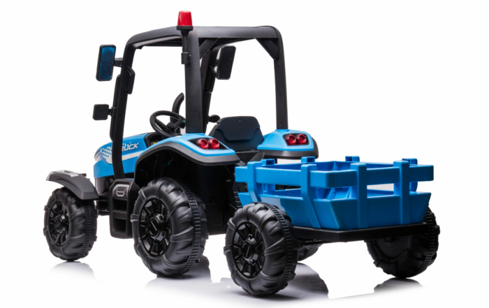 Kids Blue Ride On Tractor 24v With Trailer - Image 2