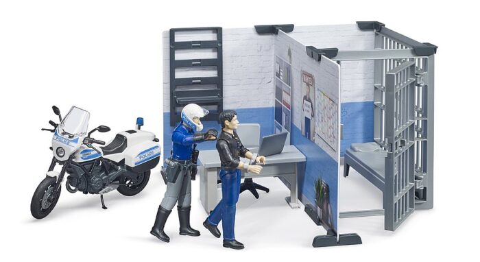 BRUDER bworld police station with police motorcycl