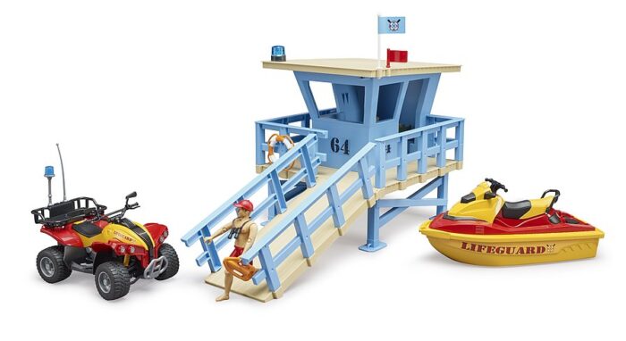 BRUDER bworld lifeguard station with quad bike and