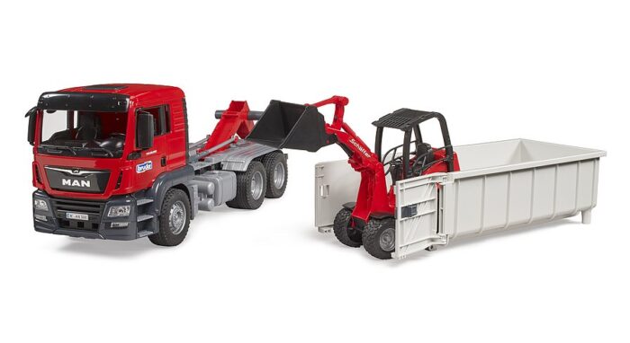 BRUDER MAN TGS truck with roll-off container and S - Image 3