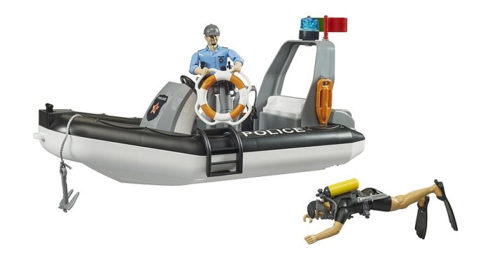 BRUDER bworld Police boat with rotating beacon lig