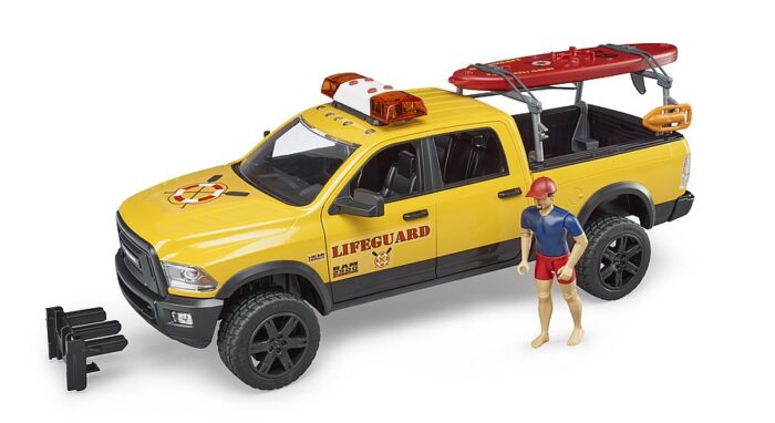 BRUDER RAM 2500 power wagon lifeguard with figure,