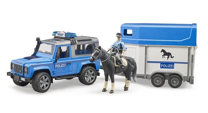 BRUDER Land Rover Defender police +mounted police