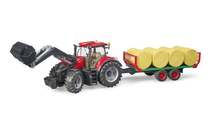 BRUDER Case IH Optum 300CVX + bale transport trail