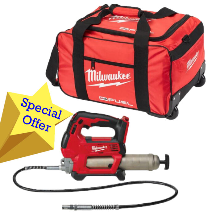 Milwaukee Grease Gun With FUEL Wheel Bag